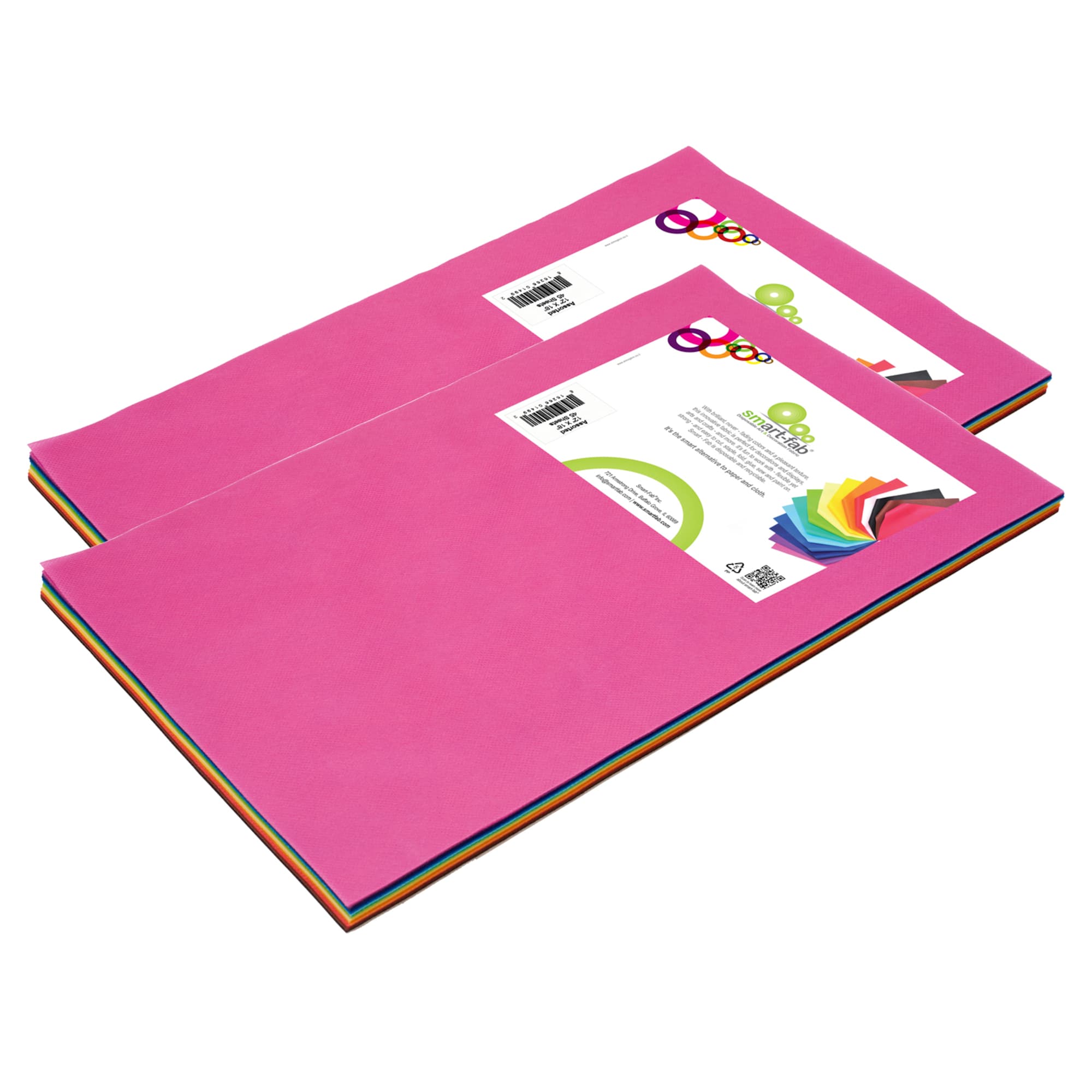 Smart-Fab® 12" x 18" Mixed Color Art & Decoration Fabric Sheets, 2 Packs of 45